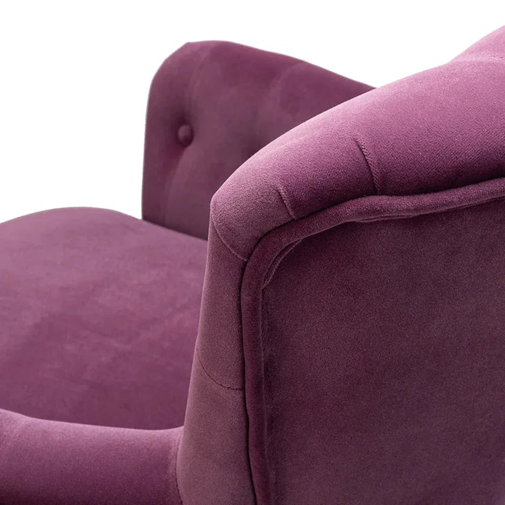 Detailed Tufted Super Comfy Magenta Velvet Lounge Chair - All India Decor