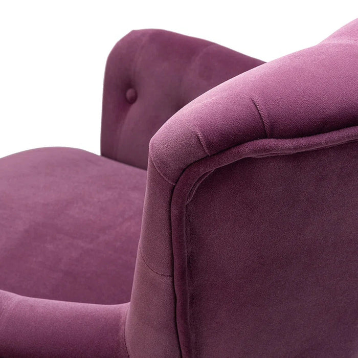 Detailed Tufted Super Comfy Magenta Velvet Lounge Chair