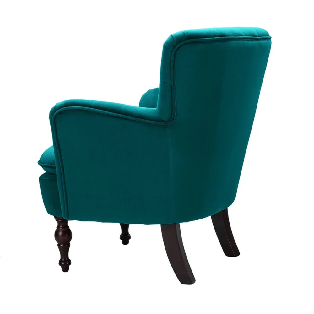 Detailed Tufted Super Comfy Emerald Velvet Lounge Chair - All India Decor
