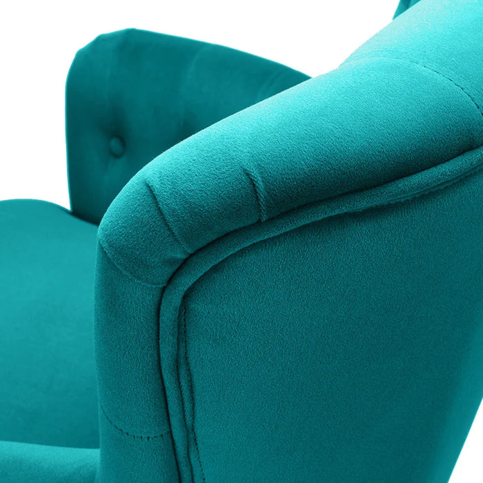 Detailed Tufted Super Comfy Emerald Velvet Lounge Chair