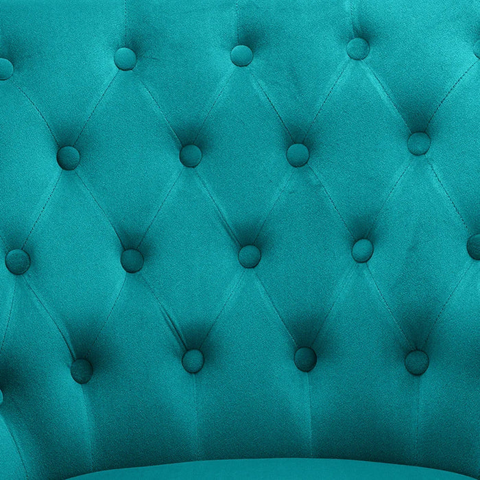 Detailed Tufted Super Comfy Emerald Velvet Lounge Chair