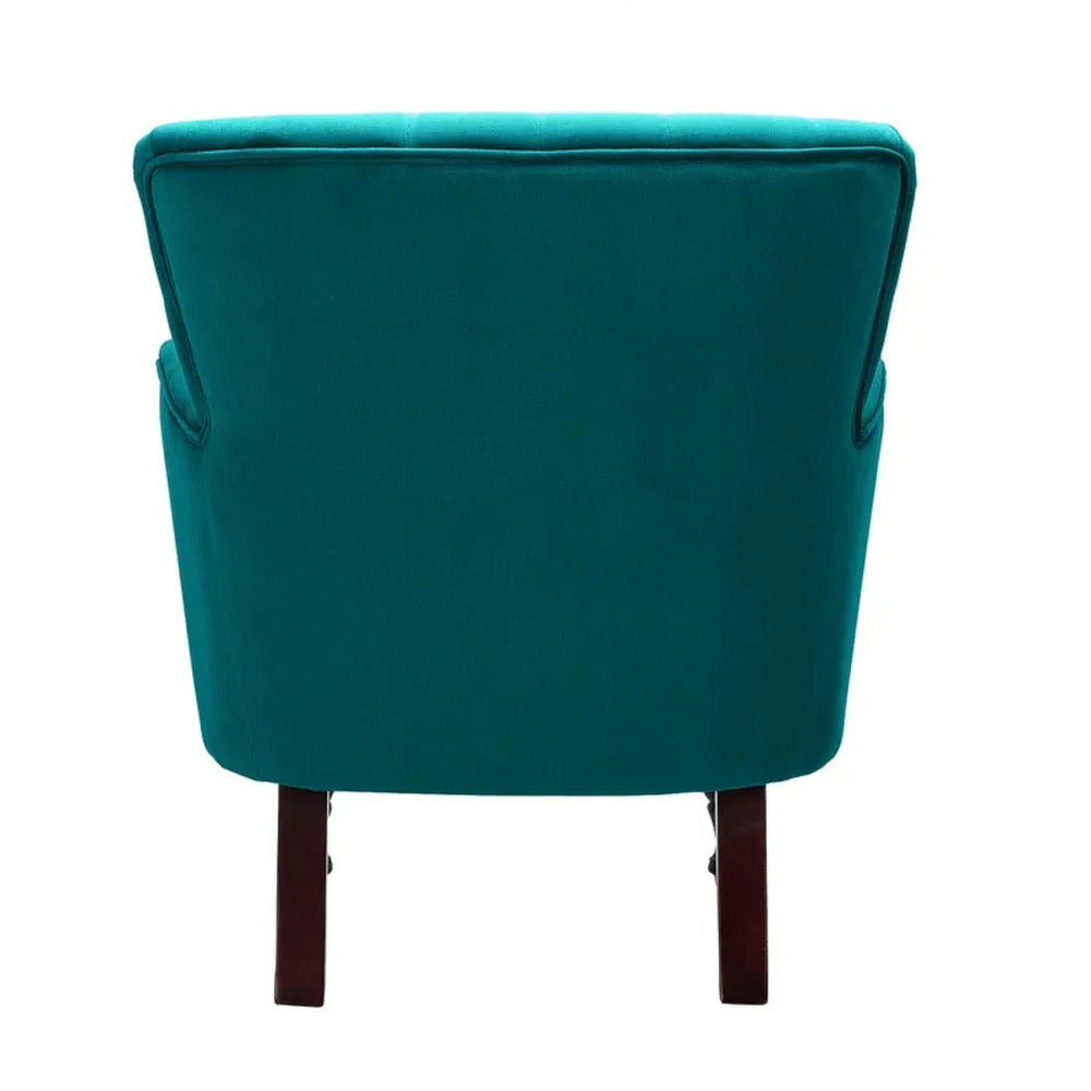 Detailed Tufted Super Comfy Emerald Velvet Lounge Chair - All India Decor