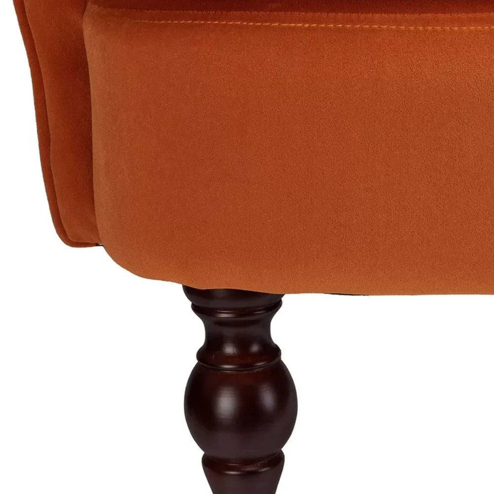 Detailed Tufted Super Comfy Orange Velvet Lounge Chair - All India Decor