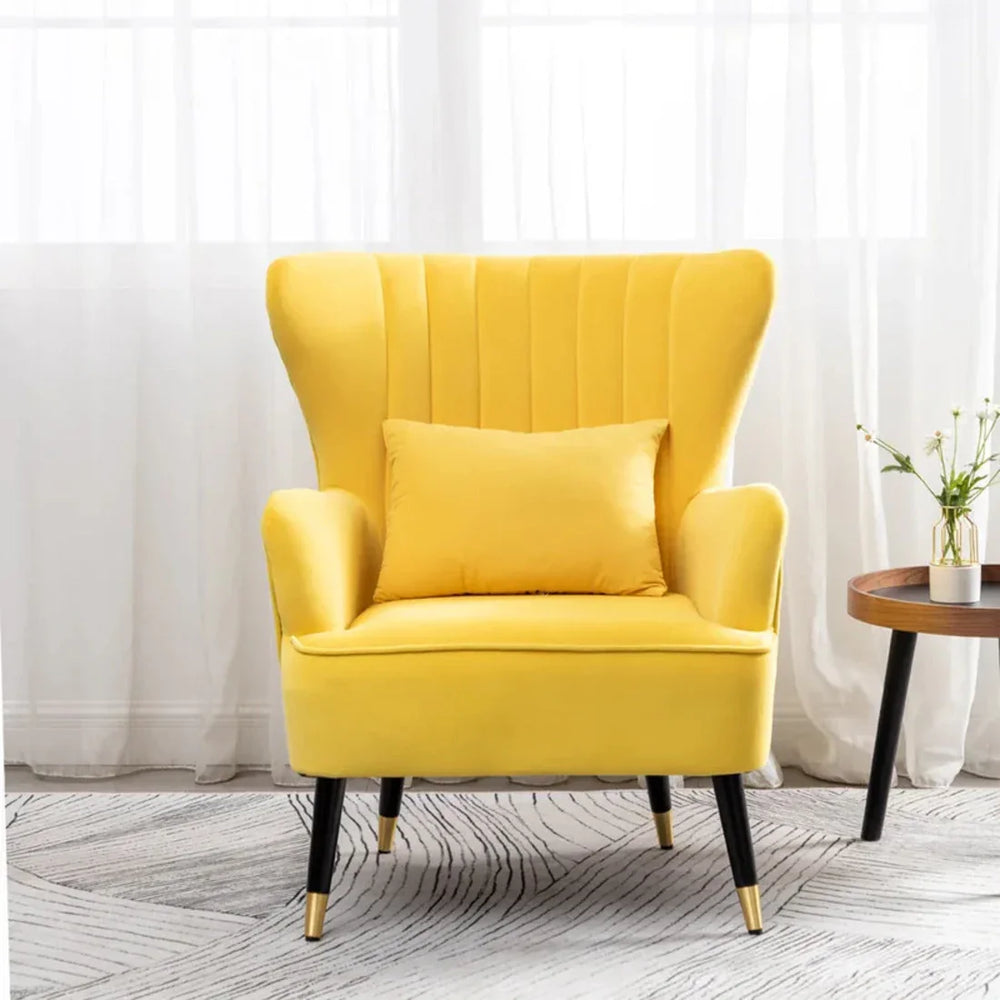 Yellow Chic Tufted Accent Chair With Cushion - All India Decor