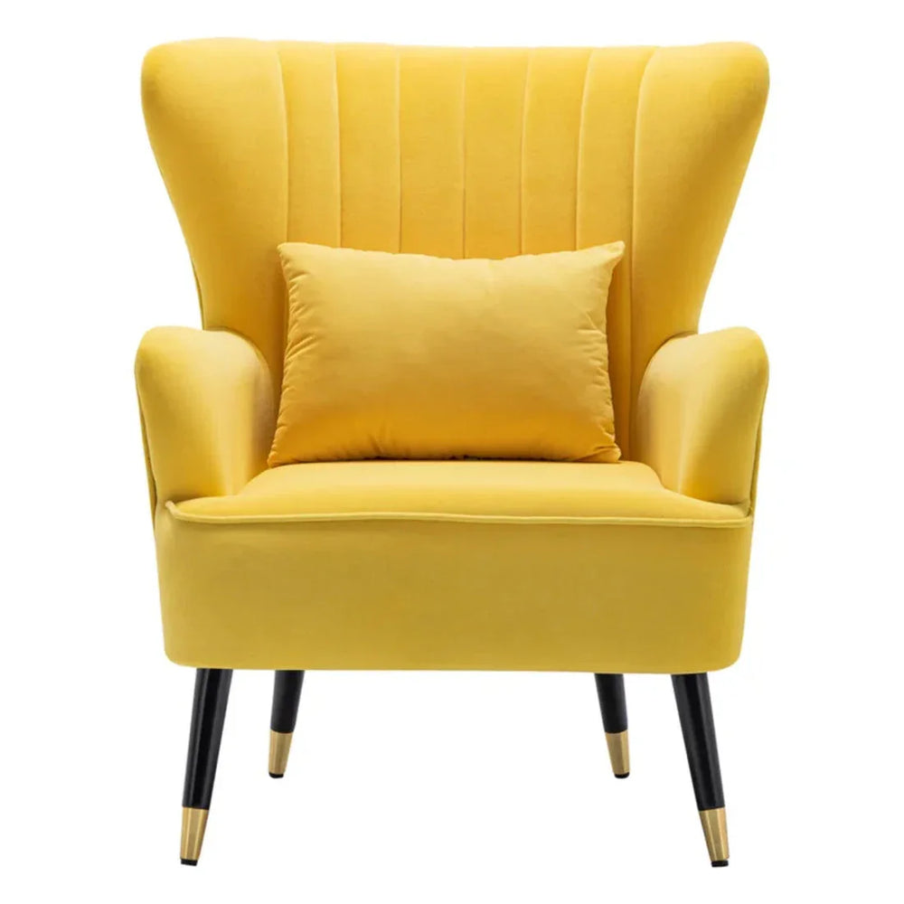Yellow Chic Tufted Accent Chair With Cushion - All India Decor