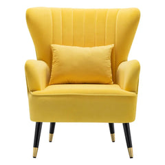 Yellow Chic Tufted Accent Chair With Cushion - All India Decor