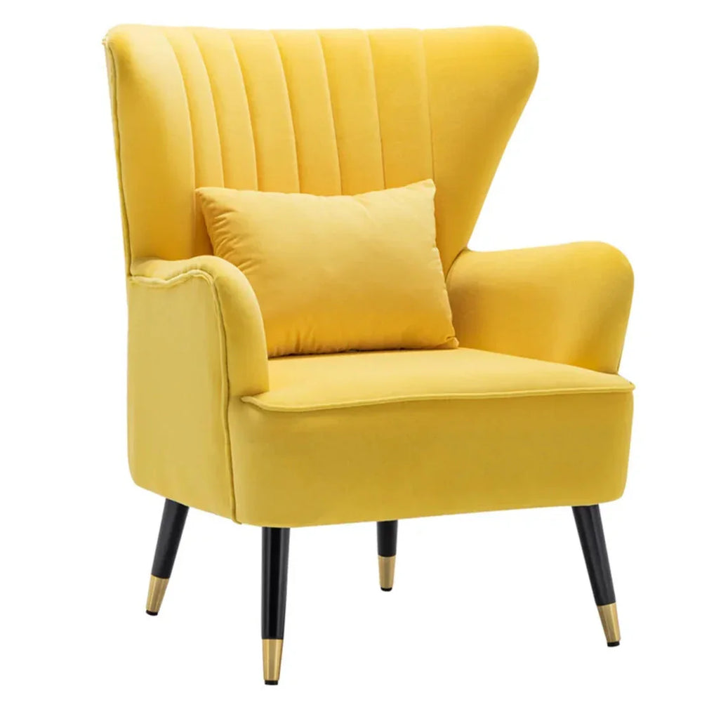 Yellow Chic Tufted Accent Chair With Cushion - All India Decor