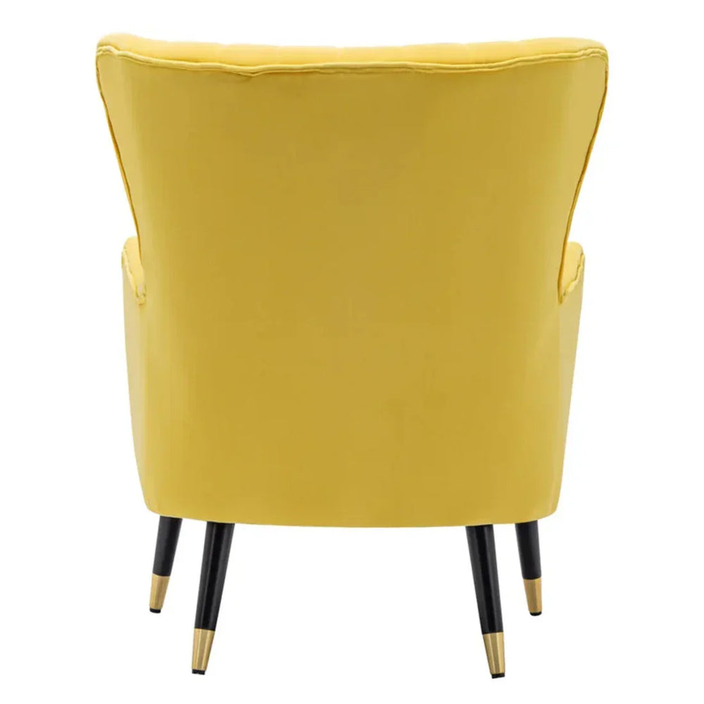 Yellow Chic Tufted Accent Chair With Cushion - All India Decor
