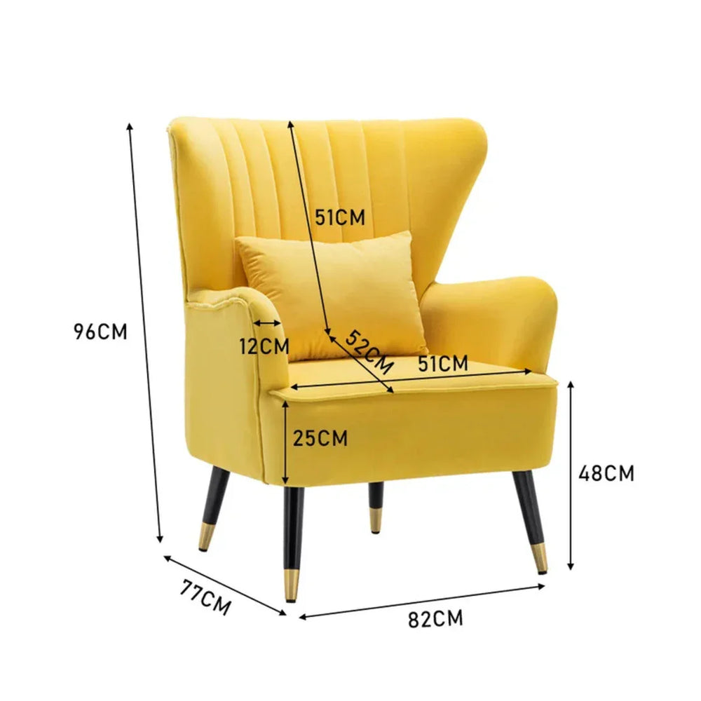 Yellow Chic Tufted Accent Chair With Cushion - All India Decor