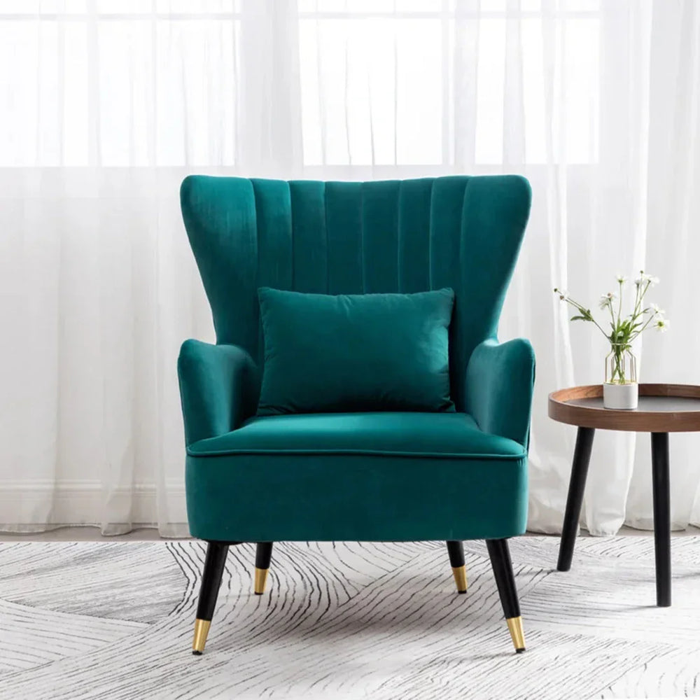 Emerald Chic Tufted Accent Chair With Cushion - All India Decor