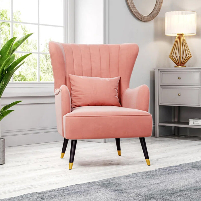 Peach Chic Tufted Accent Chair With Cushion