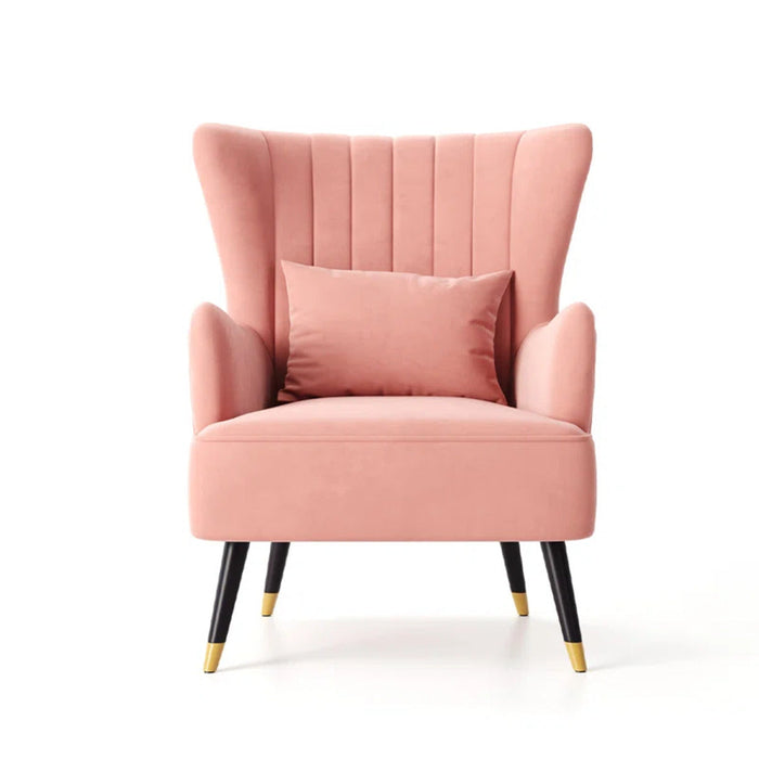 Peach Chic Tufted Accent Chair With Cushion