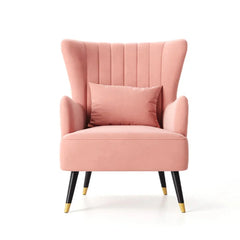 Peach Chic Tufted Accent Chair With Cushion - All India Decor