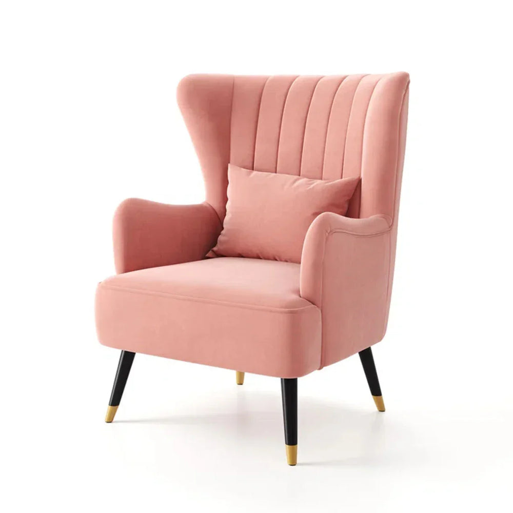 Peach Chic Tufted Accent Chair With Cushion - All India Decor