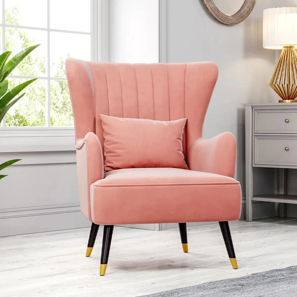 Peach Chic Tufted Accent Chair With Cushion - All India Decor