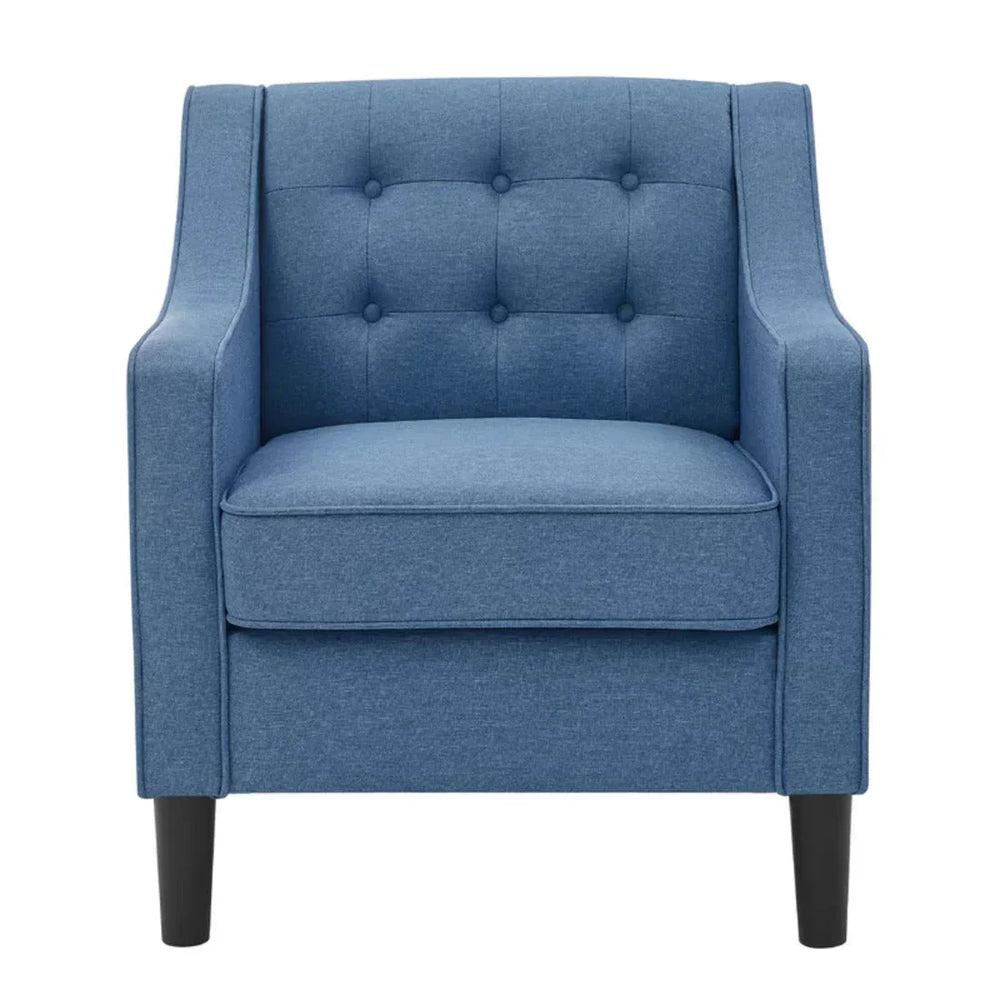 Skyblue Tufted Comfy Lounge Chair With Ottoman - All India Decor