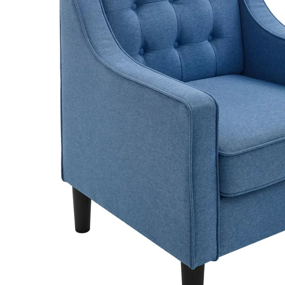 Skyblue Tufted Comfy Lounge Chair With Ottoman - All India Decor