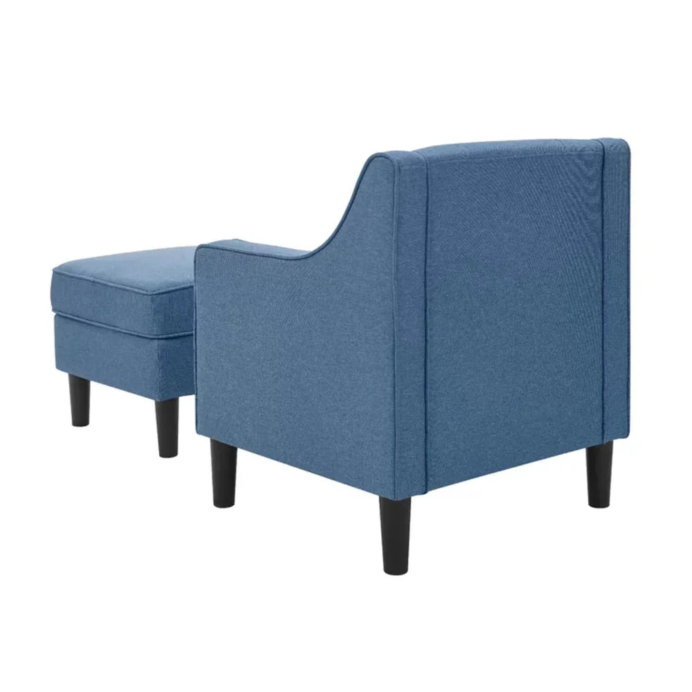 Skyblue Tufted Comfy Lounge Chair With Ottoman - All India Decor