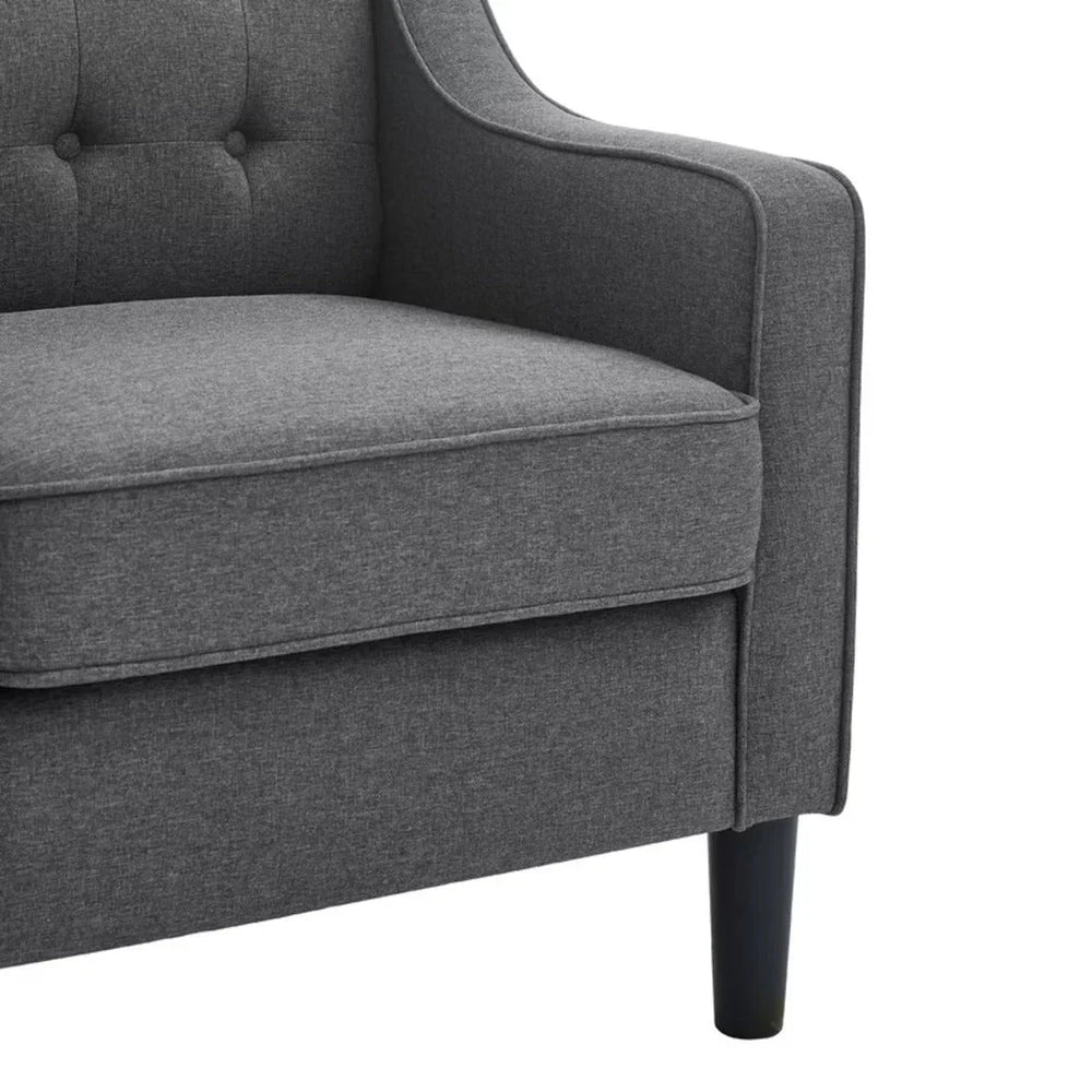 Grey Tufted Comfy Lounge Chair With Ottoman - All India Decor