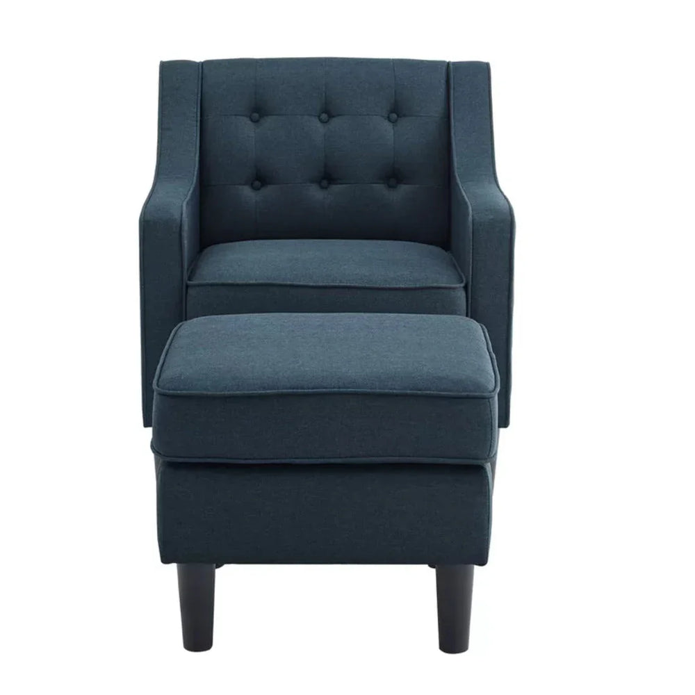 Charcoal Tufted Comfy Lounge Chair With Ottoman - All India Decor