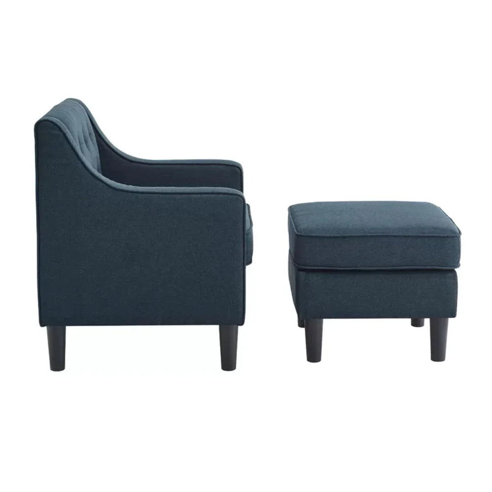 Charcoal Tufted Comfy Lounge Chair With Ottoman - All India Decor