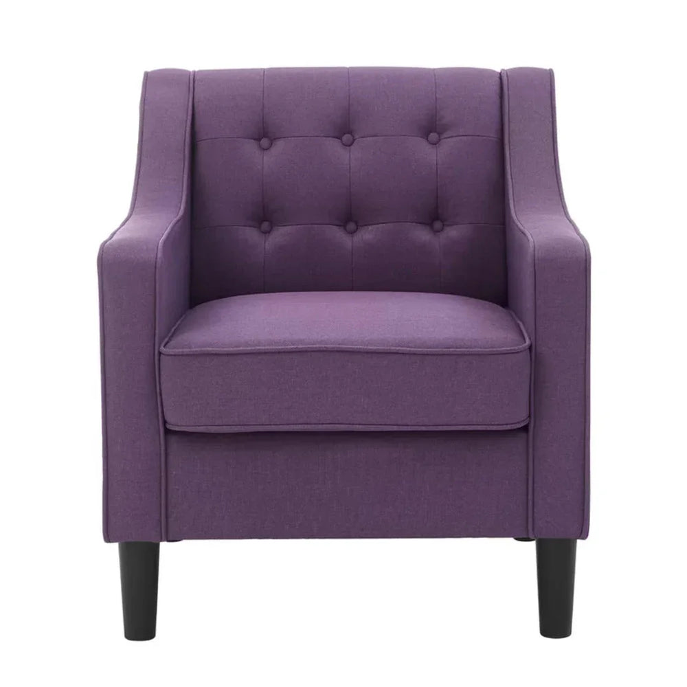 Purple Tufted Comfy Lounge Chair With Ottoman - All India Decor