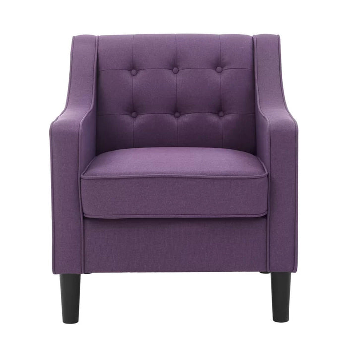 Purple Tufted Comfy Lounge Chair With Ottoman