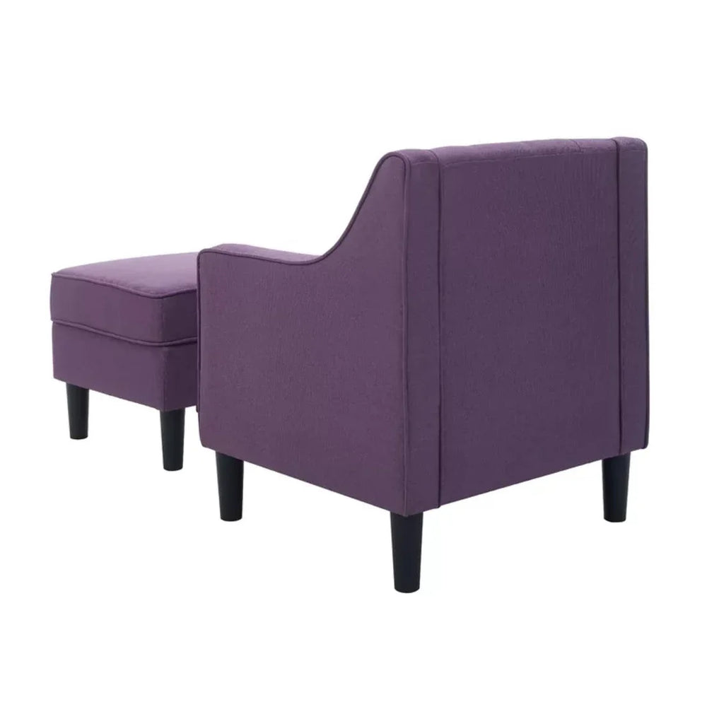 Purple Tufted Comfy Lounge Chair With Ottoman - All India Decor