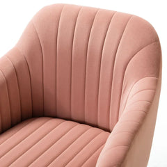 Refined Baby Pink Tufted Velvet Armchair With Golden Legs - All India Decor