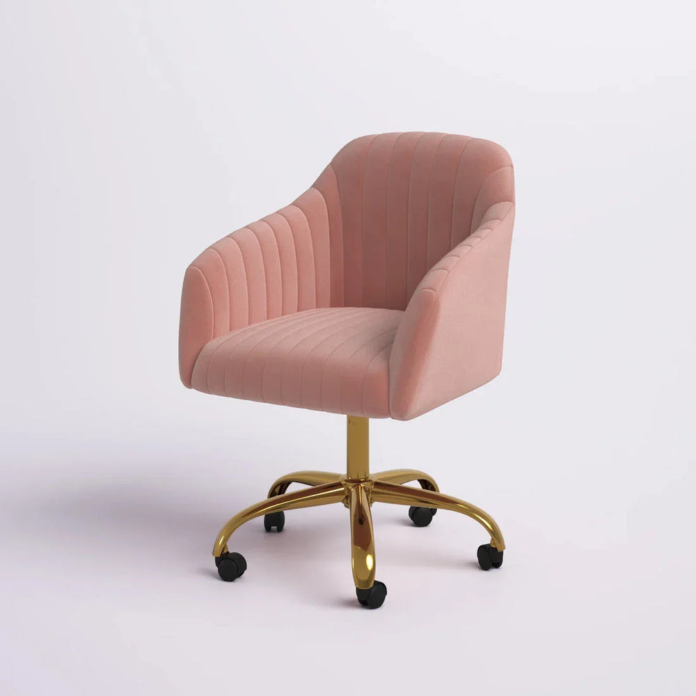 Refined Baby Pink Tufted Velvet Armchair With Golden Legs - All India Decor