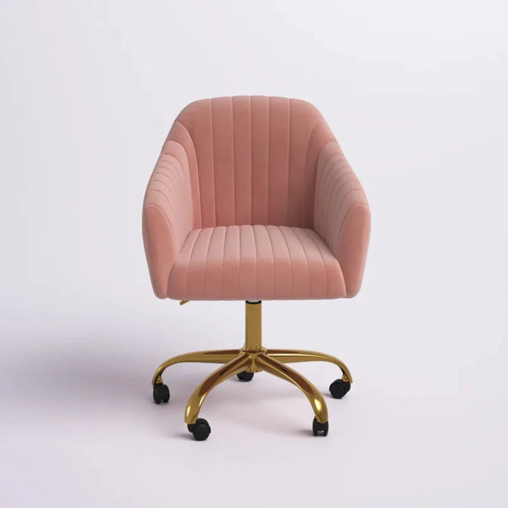 Refined Baby Pink Tufted Velvet Armchair With Golden Legs - All India Decor