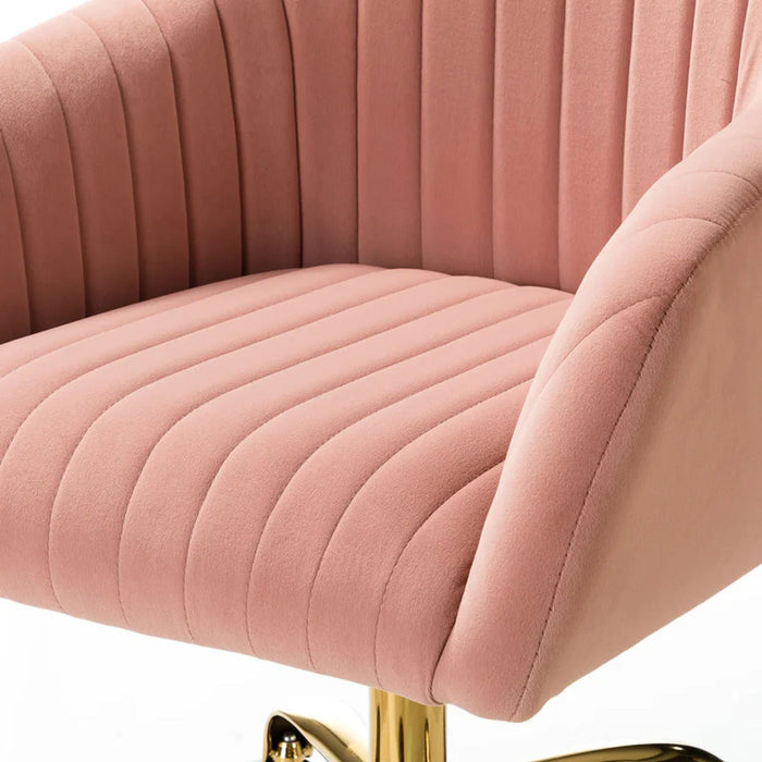 Refined Baby Pink Tufted Velvet Armchair With Golden Legs