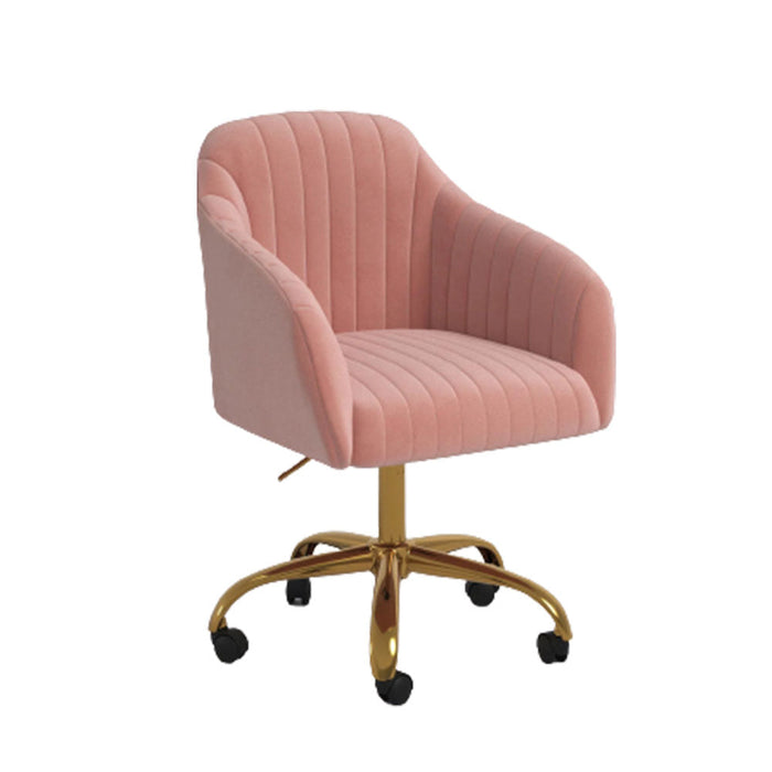 Refined Baby Pink Tufted Velvet Armchair With Golden Legs