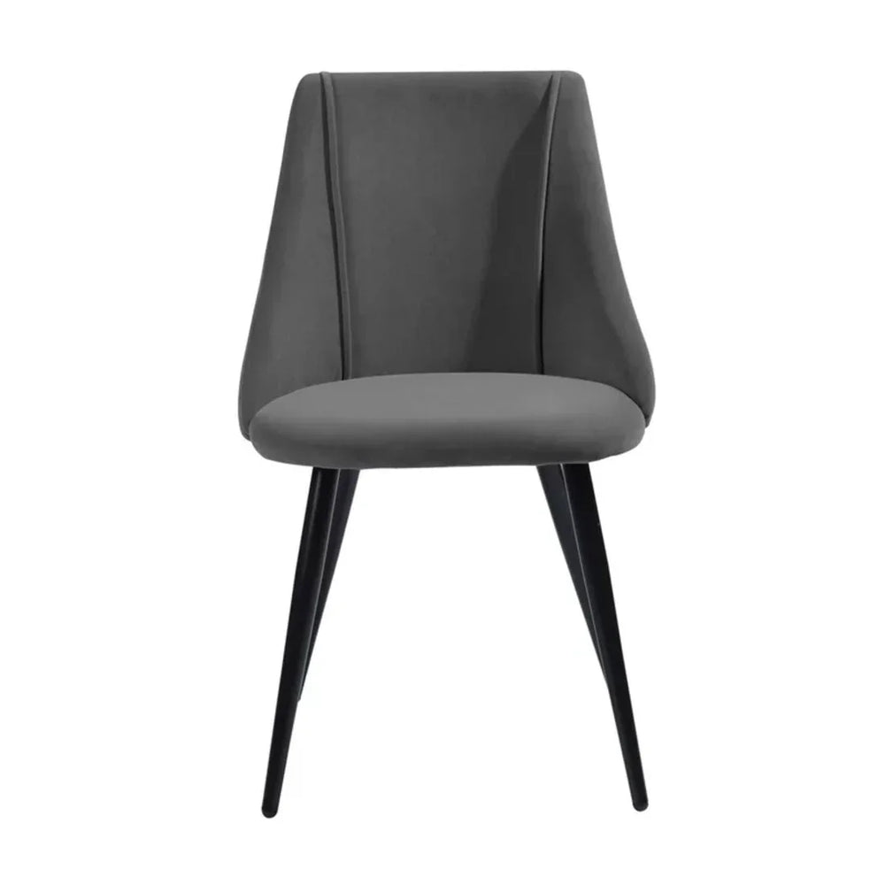 Minimalist Grey Velvet Dining Chair - All India Decor