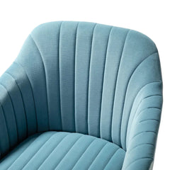 Refined Sky Blue Tufted Velvet Armchair With Golden Legs - All India Decor