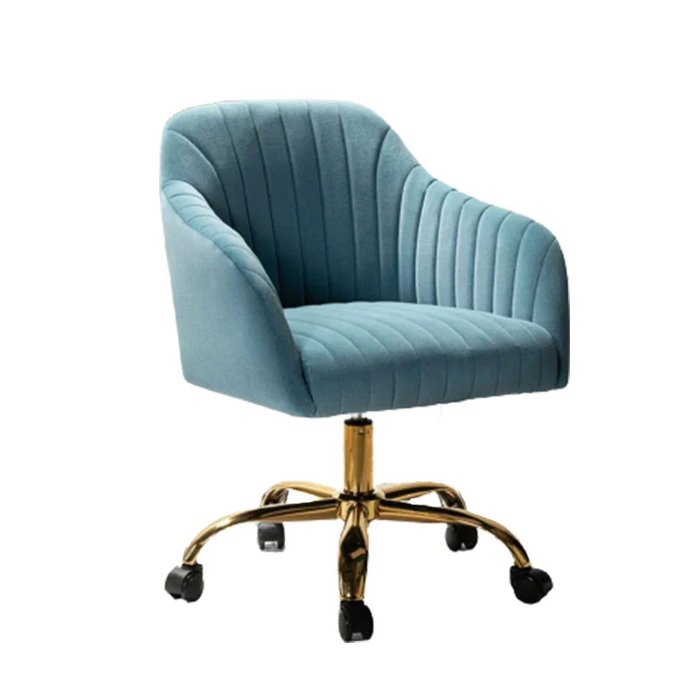 Refined Sky Blue Tufted Velvet Armchair With Golden Legs - All India Decor