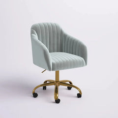 Refined WhiteTufted Velvet Armchair With Golden Legs - All India Decor