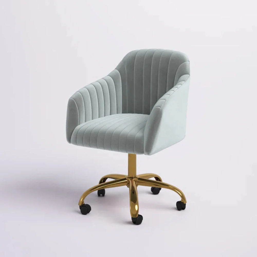 Refined WhiteTufted Velvet Armchair With Golden Legs - All India Decor
