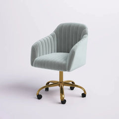 Refined WhiteTufted Velvet Armchair With Golden Legs - All India Decor