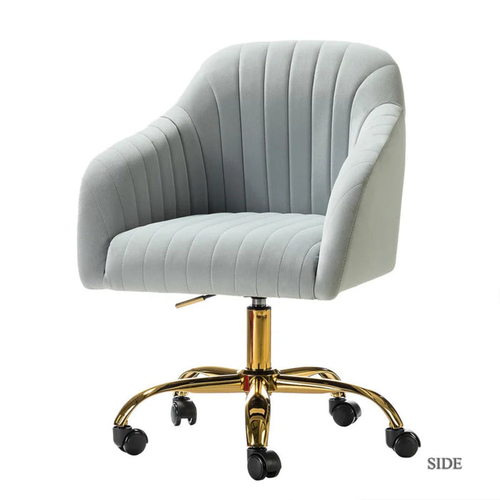 Refined WhiteTufted Velvet Armchair With Golden Legs