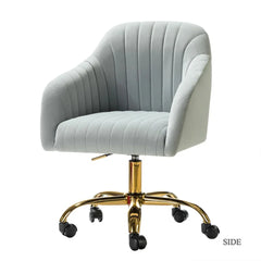 Refined WhiteTufted Velvet Armchair With Golden Legs - All India Decor