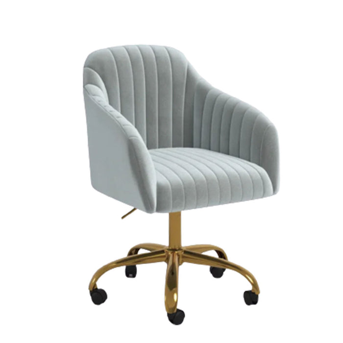 Refined WhiteTufted Velvet Armchair With Golden Legs