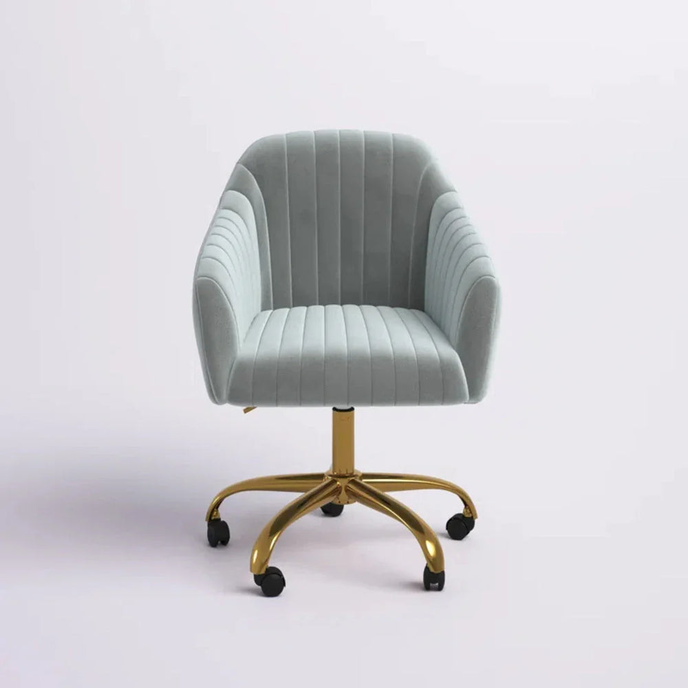 Refined WhiteTufted Velvet Armchair With Golden Legs - All India Decor