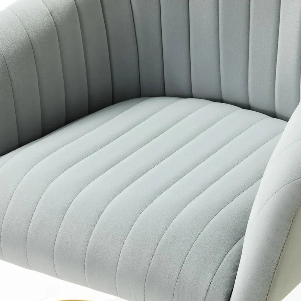 Refined WhiteTufted Velvet Armchair With Golden Legs - All India Decor
