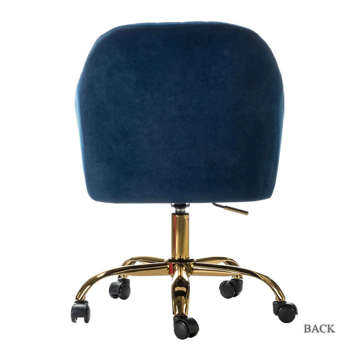 Refined Navy Blue Tufted Velvet Armchair With Golden Legs