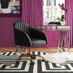 Refined Black Tufted Velvet Armchair With Golden Legs - All India Decor