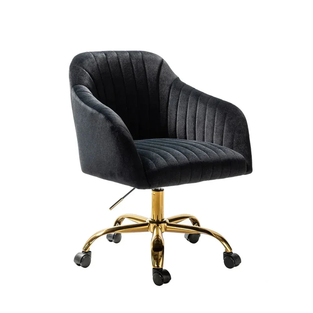 Refined Black Tufted Velvet Armchair With Golden Legs - All India Decor