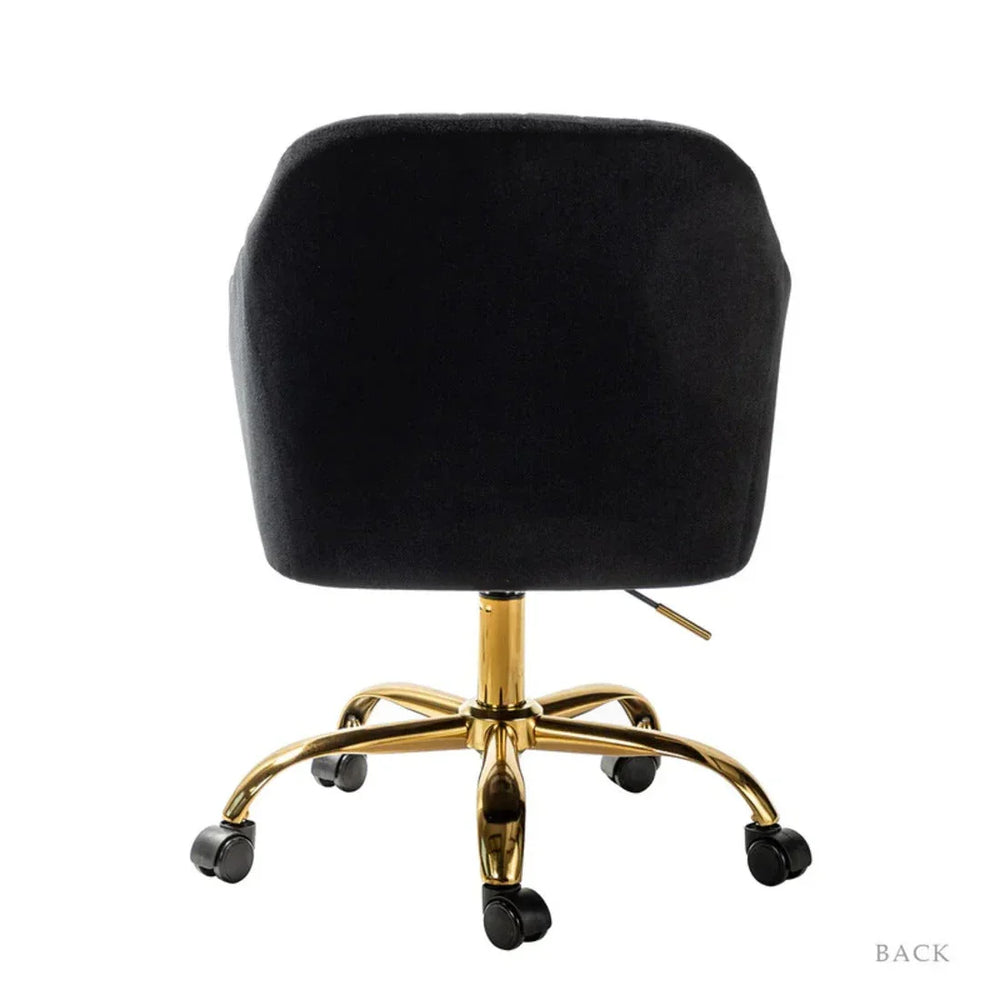 Refined Black Tufted Velvet Armchair With Golden Legs - All India Decor