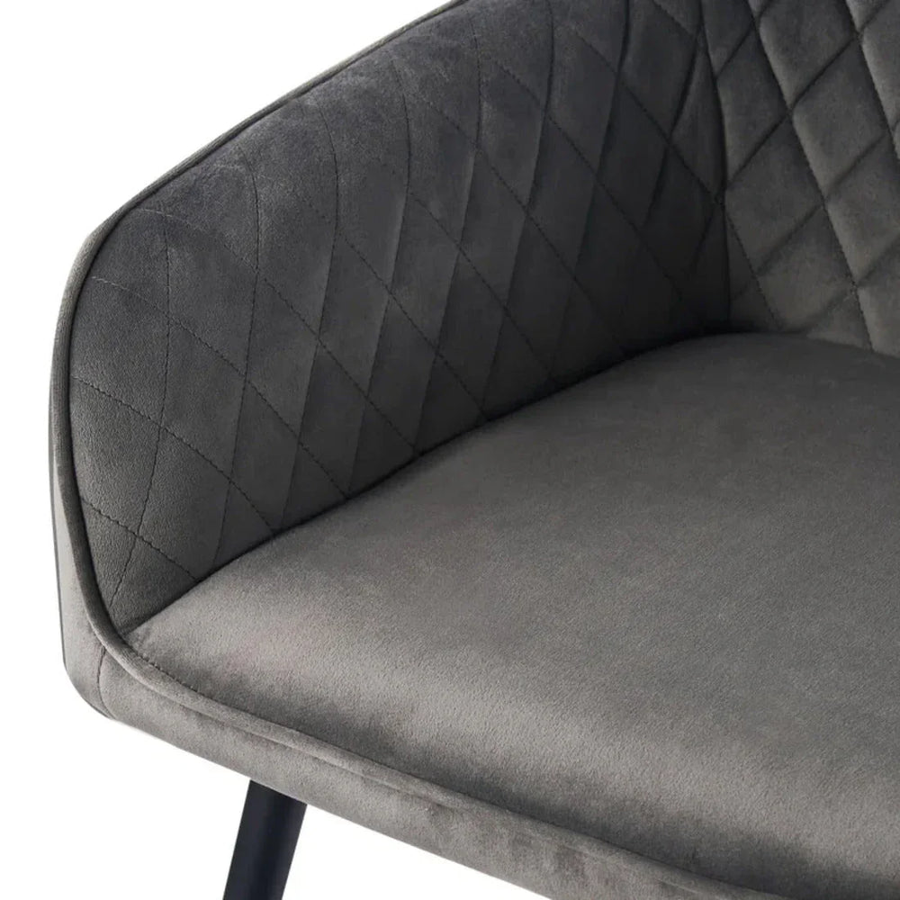 Grey Diamond Cut Velvet Accent Chair With Black Legs - All India Decor