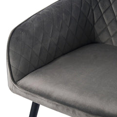 Grey Diamond Cut Velvet Accent Chair With Black Legs